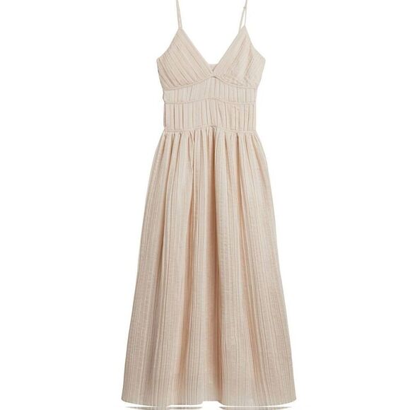 Banana Republic JACQUI Pleated Maxi Dress in Ivory, Spaghetti Strap, 14, NWOT - Picture 5 of 11